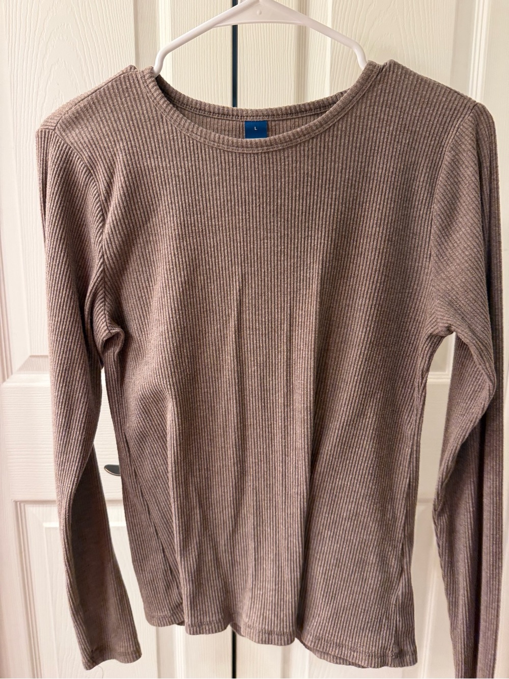 Old Navy Taupe Ribbed Long Sleeve Tee